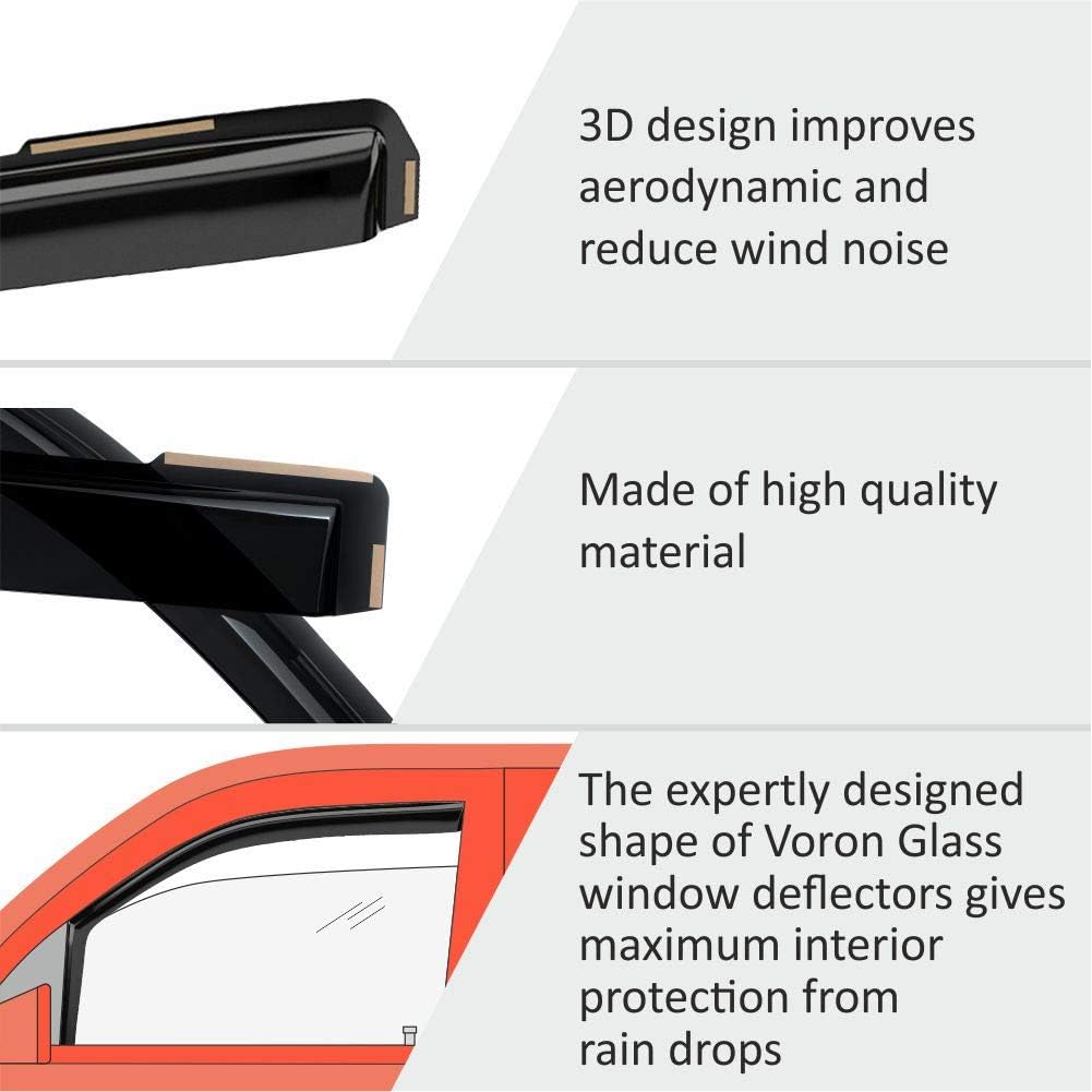 Voron Glass in-Channel Extra Durable Rain Guards for Chevrolet (Chevy) Bolt EV 2017-2023, Window Deflectors, Vent Window Visors, 4 Pieces - 200647