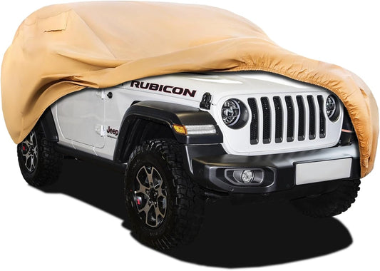 Heavy Duty Outdoor Car Cover Custom Fit for Jeep Wrangler 2 Door, Windproof All Weather Waterproof Sun Rain UV Dust Snow Protection Outdoor Car Covers