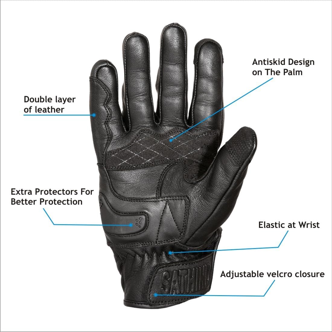 Leather Motorcycle Gloves for Men and Women | Touchscreen | Full Finger | Goatskin Leather Hard Knuckle Motorcycle Riding Gloves (Perforated, X-Large)