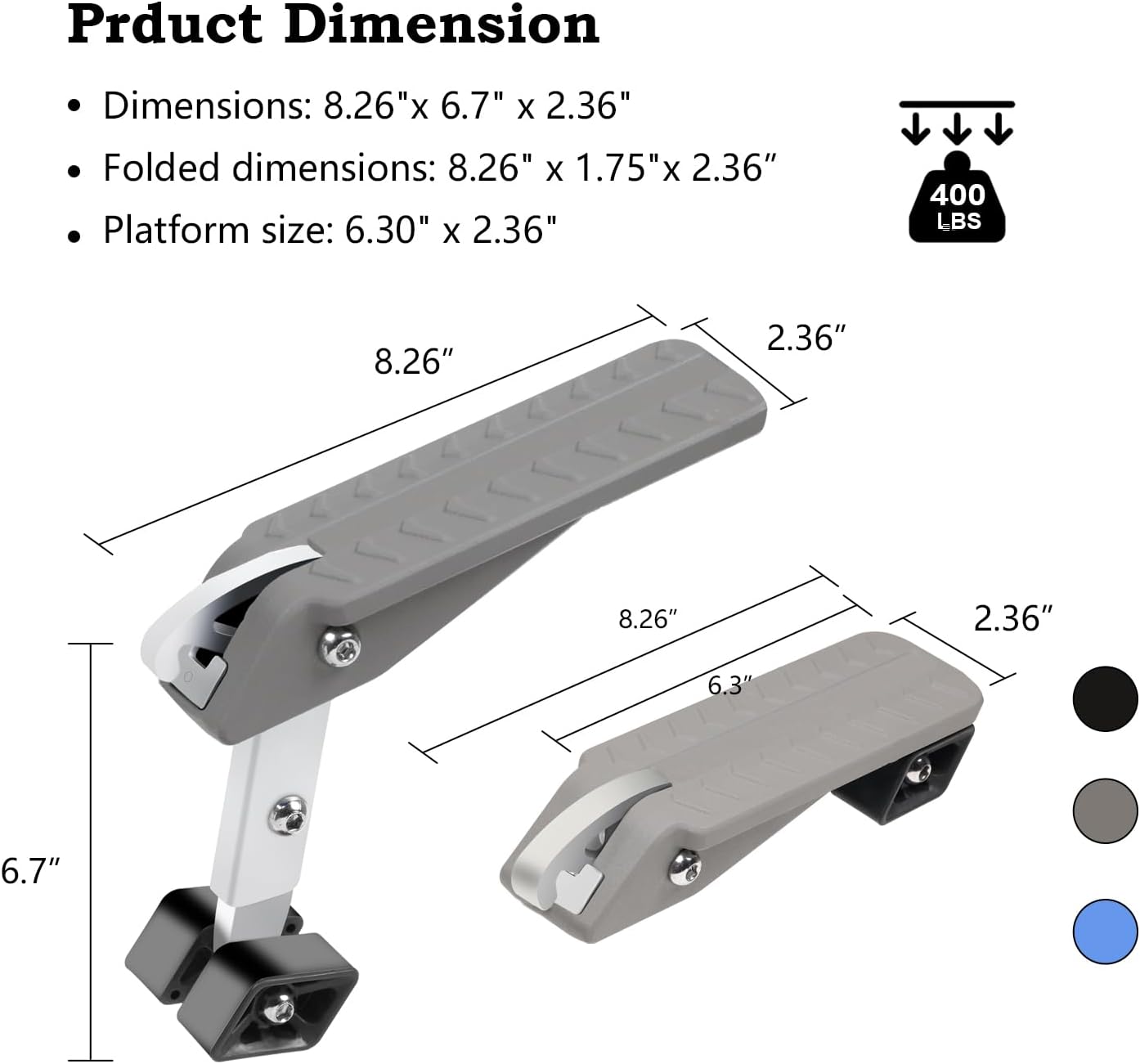 COWVIE Foldable Car Door Step Stand Pedal - Access to Vehicle's Roof Both Feet Wider Stand Pedal for Most SUV Truck Jeep, Max Load 400 Lbs