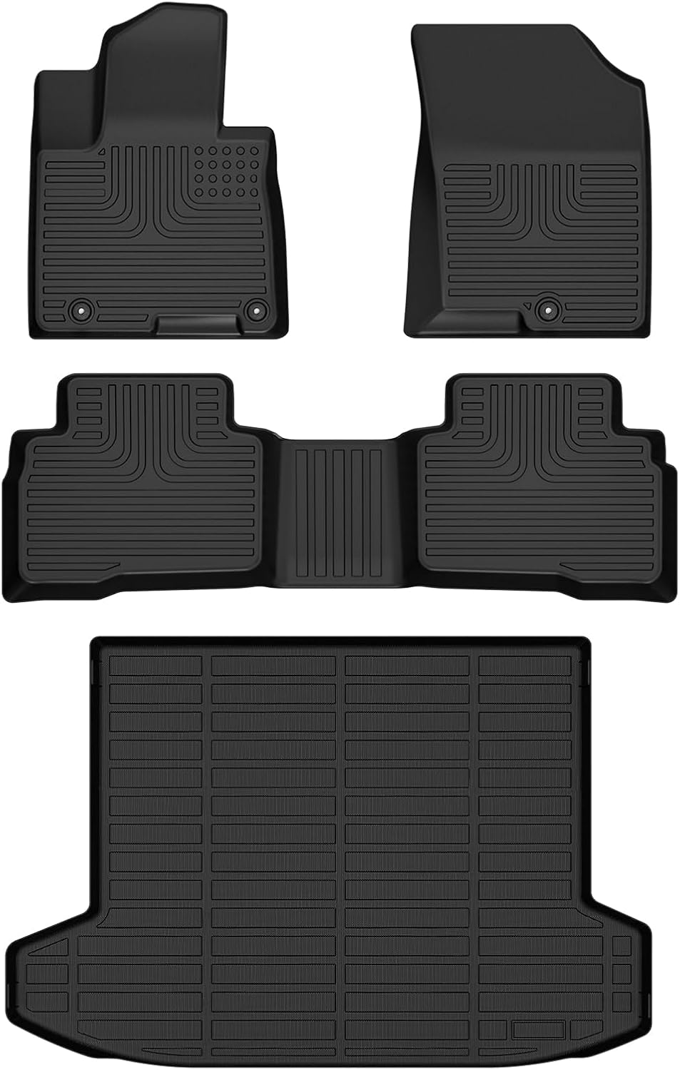 Wayhigh-Floor Mats & Cargo Liner Set for 2022 2023 2024 2025 Hyundai Tucson Hybrid All Weather TPE Car Mats Waterproof Heavy Duty Rubber Floor Liners for Tucson Hybrid Accessories- Black