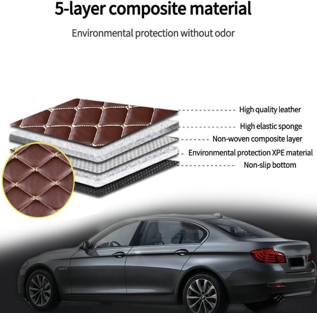 Custom Personalized Floor Mats for Cars，Luxury Full Coverage All Car Floor Mats，Anti-Slip Leather Car Mat Set ，Custom Floor Mats for 99% of Cars, Trucks & SUVs. (Black Beige)