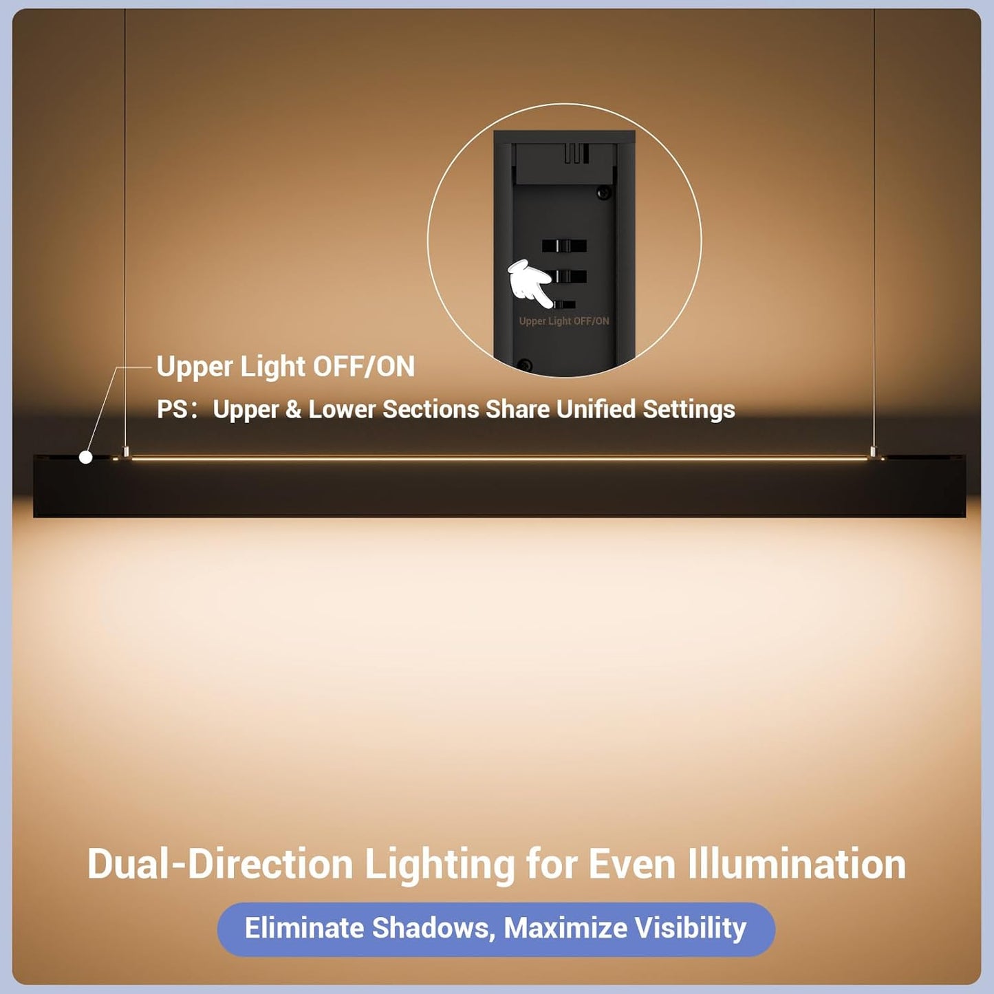 4FT LED Linear Lights 50/45/40/35/30W Up and Down Light, 3000K/4000K/5000K 4 Feet Commercial Linkable Shop Lighting for Office Garage Shop Dining Room bar,0-10V Dimmable 4’ Architectural Fixture,ETL