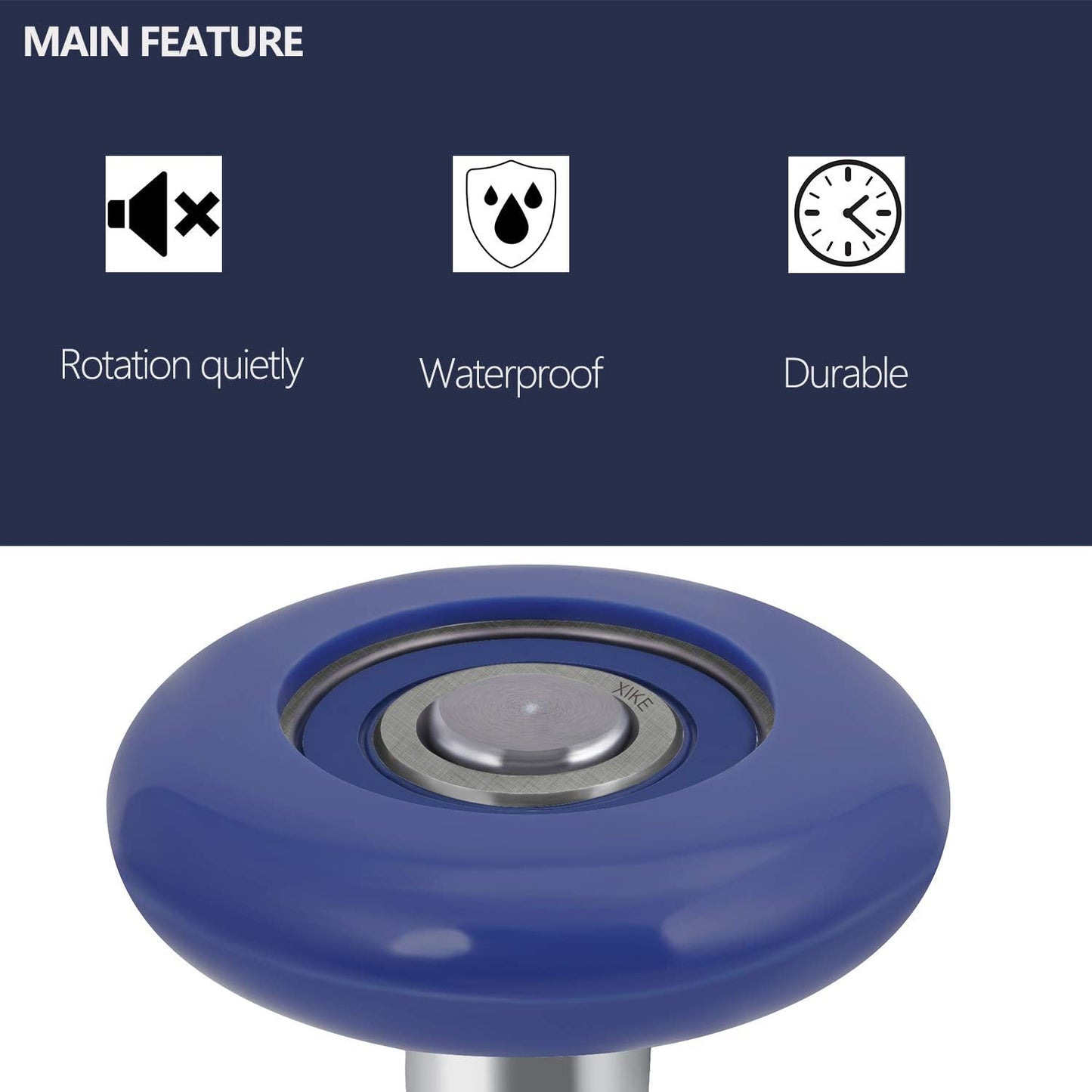 XiKe 12 Pack Blue 2" Nylon Garage Door Roller 4" Stem, Quiet/Durable and High Load, Use 6200-2RS Double Seals Precision Bearings.