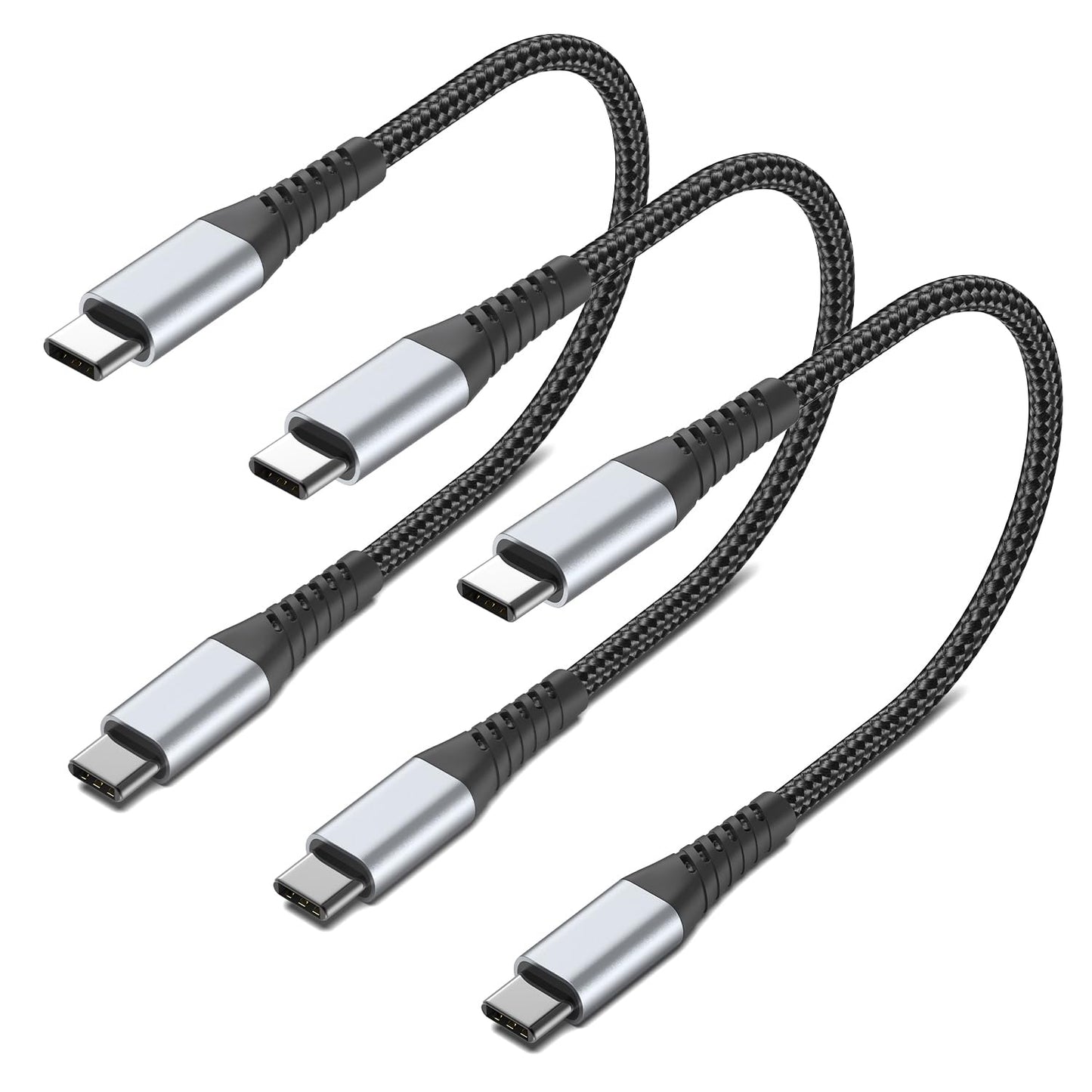 1FT USB C to USB C Cable, 3Pack Short USB Type C to C Cable 60W Fast Charging 1 Foot USBC to USBC Cord Braided for iPhone 16 15 Pro Max, Samsung Galaxy S25 A16, Moto G8, Google Pixel