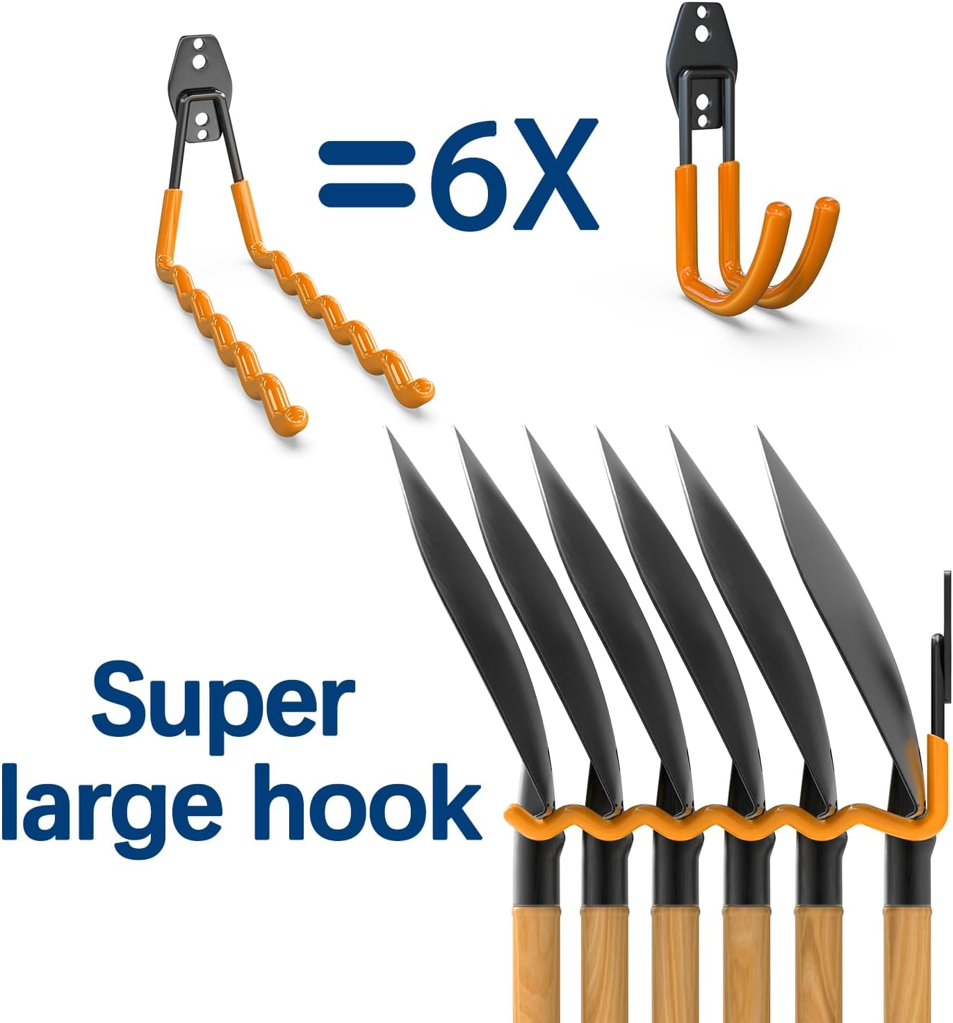 3-H Garage Wall Hooks 20 Pack, Garage Hooks Heavy Duty with Extra Welding Spots, Garage Organizer for Garden, Lawn, Chairs, Ladders, Weed Eater, Shovel(Orange)
