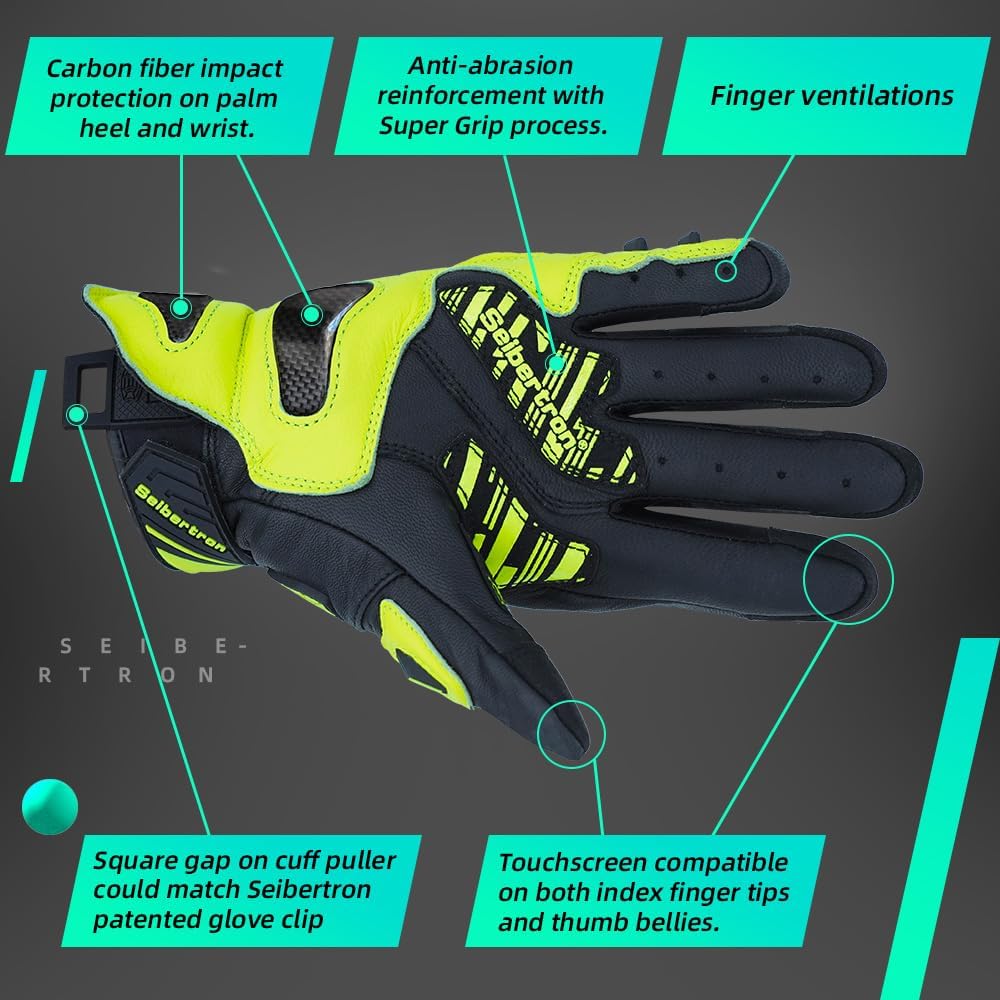Seibertron SPS Series Touchscreen Motorcycle Motocross BMX ATV MTB Bicycle Cycling Full or Half Finger Gloves Adult and Youth