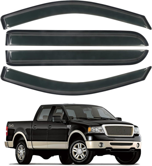 Window Visors Rain Guards Shield Fit for 2004 2005 2006 2007 2008 F150 SuperCrew, Outside Mount Vent Visors Shades, Smoke Tinted Side Window Wind Deflectors Fit for 2006-2008 Lincoln Mark LT