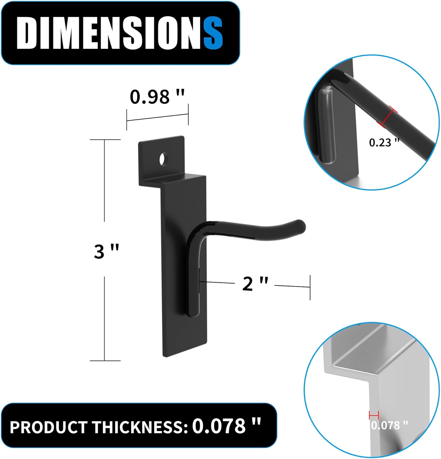 Slatwall Hooks for Wall Storage - 2 Inch, Heavy-Duty Black Metal - 25 Pack for Garage, Retail, & Home Organization