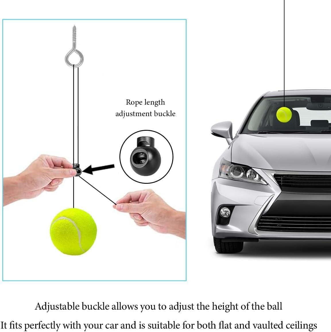 2PC Garage Parking Assistance Tennis Balls, Garage Car Stop Indicator, Garage Tennis Ball Parking Aid, Suitable for Parking aids for Home Garage. (Football)