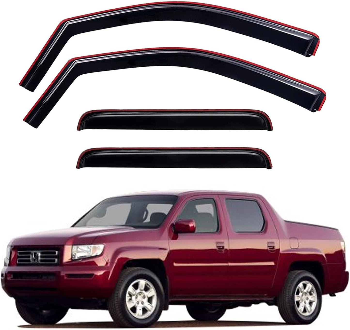 in-Channel Window Visors Rain Guards Shield for 2006-2014 Honda Ridgeline, Window Vent Wind Deflectors Visors Shades for 06-14 Ridgeline