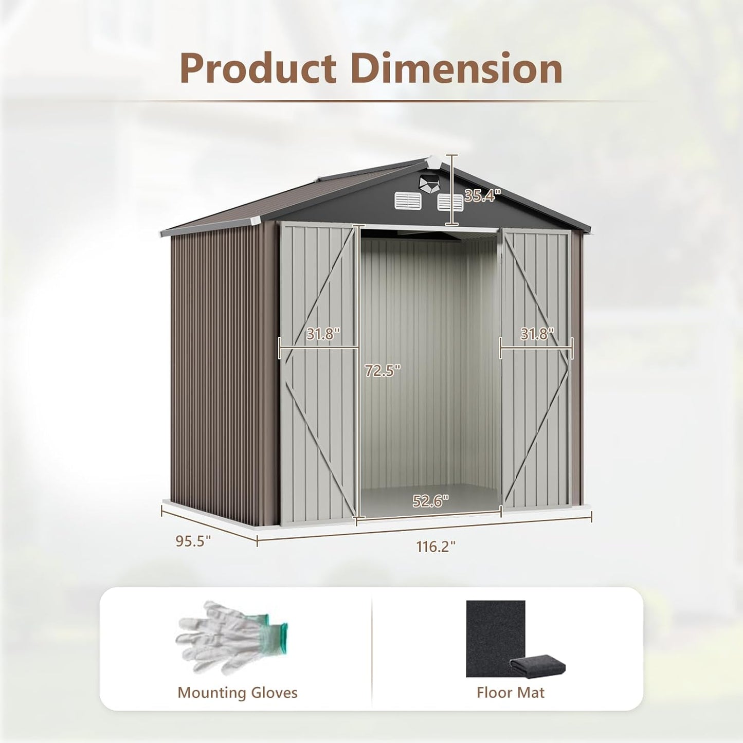 Outdoor Storage Shed 10x8 FT,Metal Tool Sheds,Waterproof Outside Storage Shed with Lockable Doors & Air Vent,Storage Building for Backyard Garden