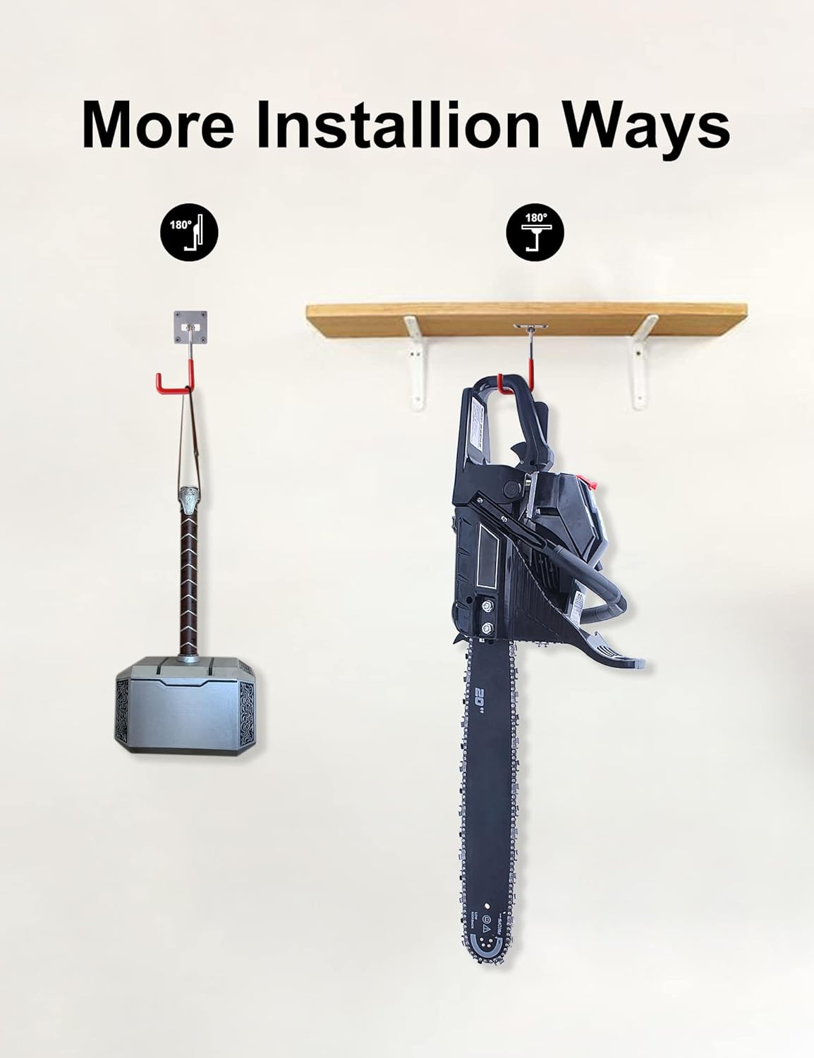 HAISHINE Garage Hooks, 8 Pack Adjustable Hooks for Wall Storage, Stainless Steel Heavy-Duty Utility Hooks with Anti-Slip Coating Organizing for Chainsaws, Bike, Garden Tools(Screws and Dowels Include)