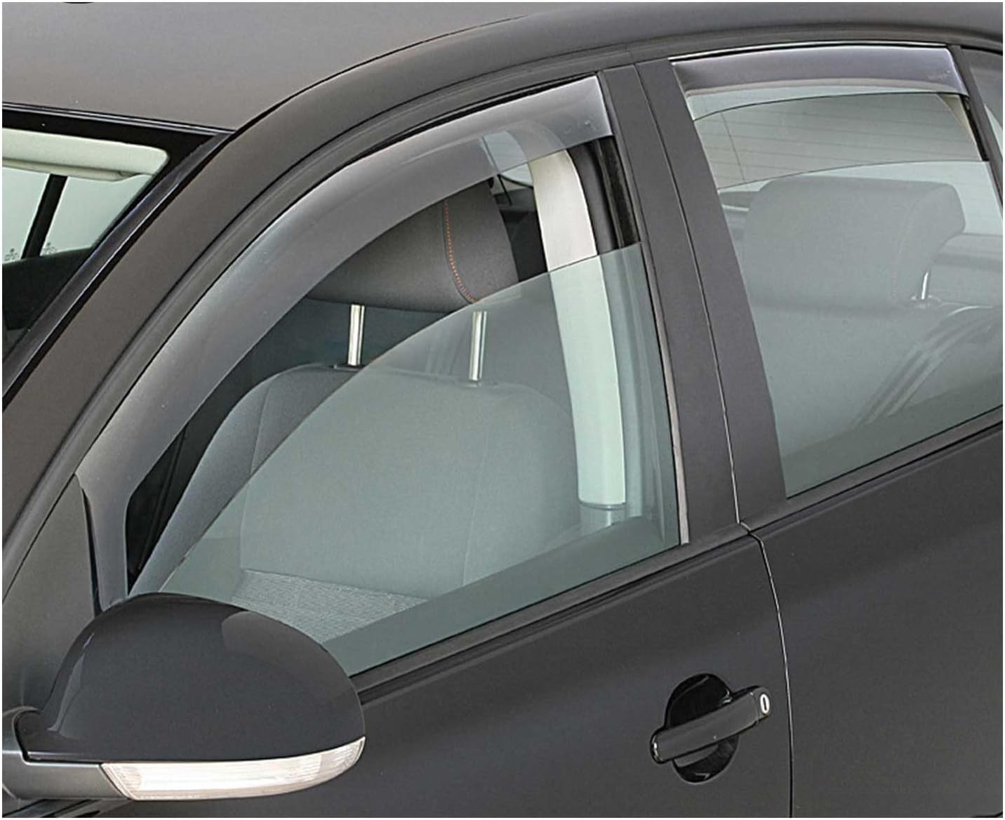 OMAC Window Visor Vent Rain Deflector for Hyundai Tucson 2016-2021 Black Smoke 4 Pcs