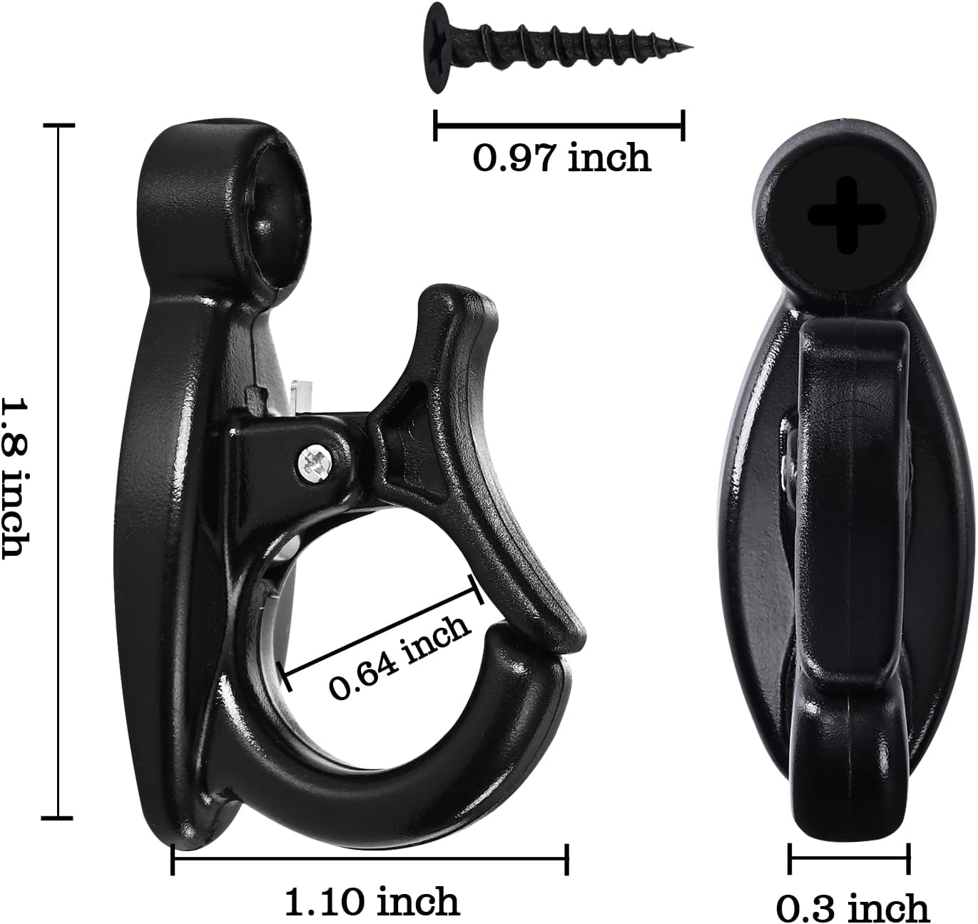 Light Hanger Hooks,String Light Hooks,Screw-in Hooks for Hanging String Lights and Wire,Plants,Wind Chimes,Plastic,Black,20 Pack