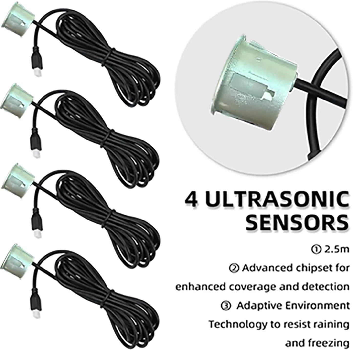 Parking Sensor Kit Backup Sensor Kit Reverse Sensor for Car 18 Color Options for Probes Adjustable Alarm Volume Professional Sensore de Reversa para Carro Safe Driving Assistant（Silver
