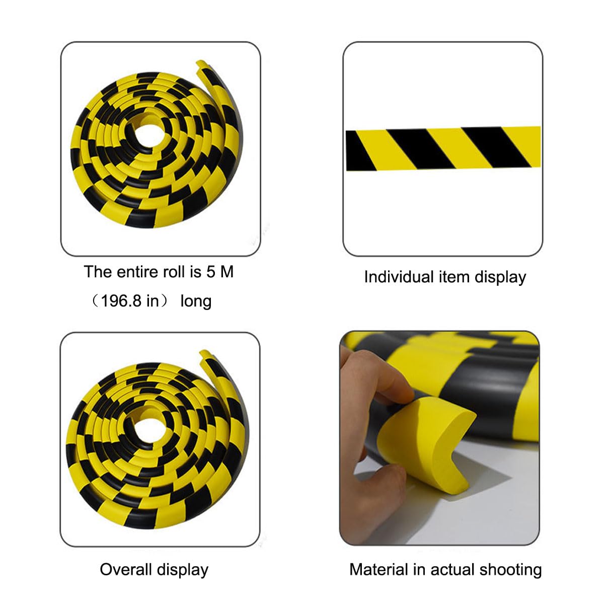 Heavy-Duty Wall & Corner Guards – 5M Self-Adhesive NBR Rubber Protection with Yellow/Black Stripes for Parking Columns & Garage Safety
