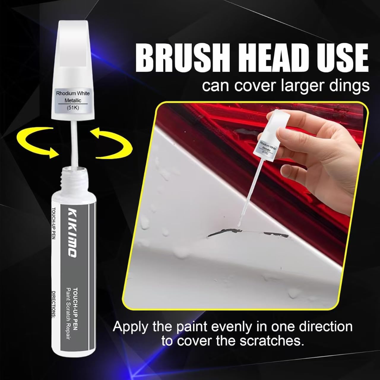 KIKIMO for Mazda Touch Up Paint(Jet Black Mica(41W)), Car Paint Repair Kit for Mazda, 2 In 1 Scratches Repair with Pen Tip and Brush, Color-Matched for Quick & Easy Fix