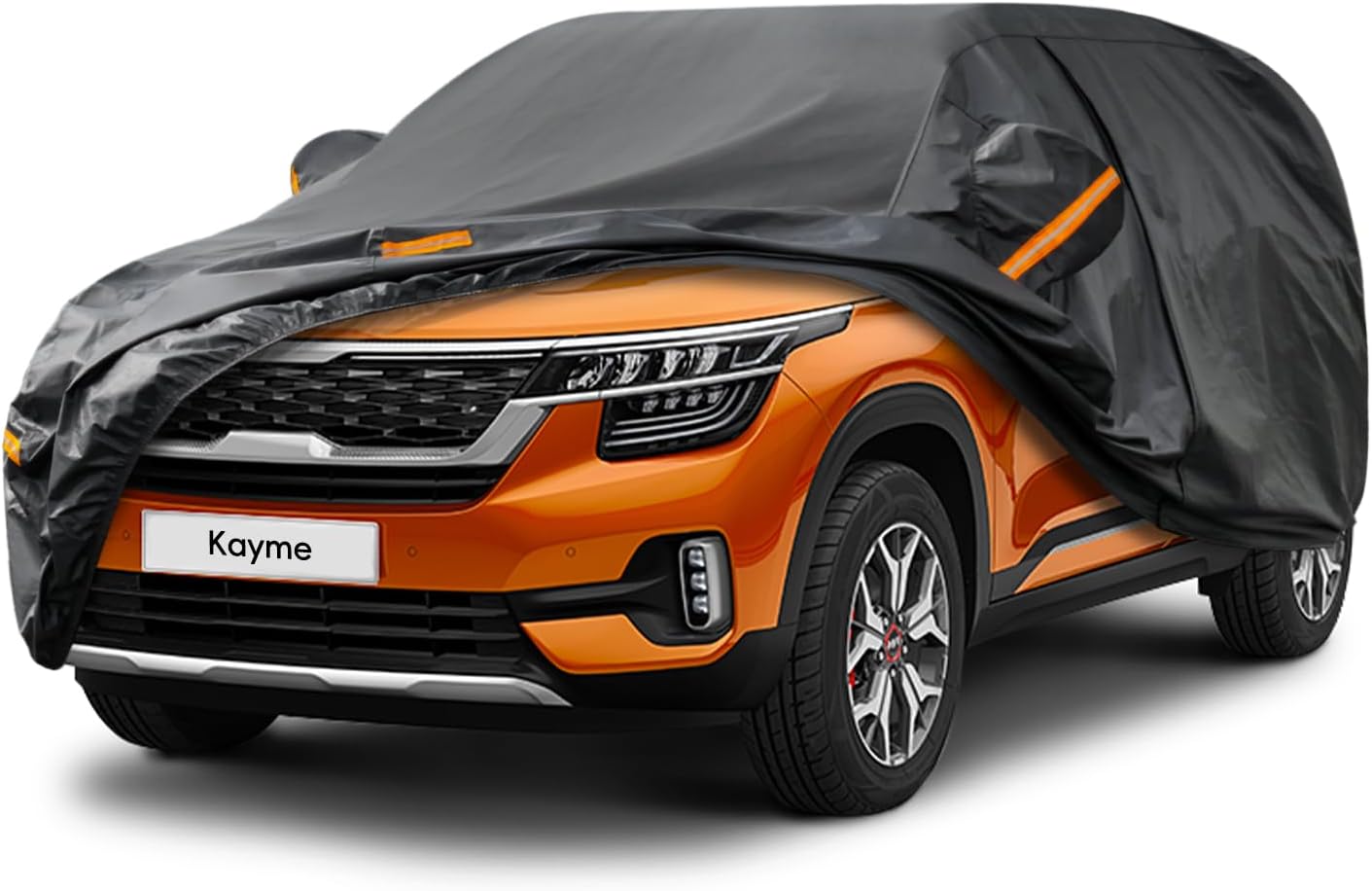 Kayme 7 Layers SUV Car Cover Custom Fit for Kia Seltos (2019-2025) Waterproof All Weather for Automobiles,Outdoor Full Cover Rain Sun UV Protection.Black