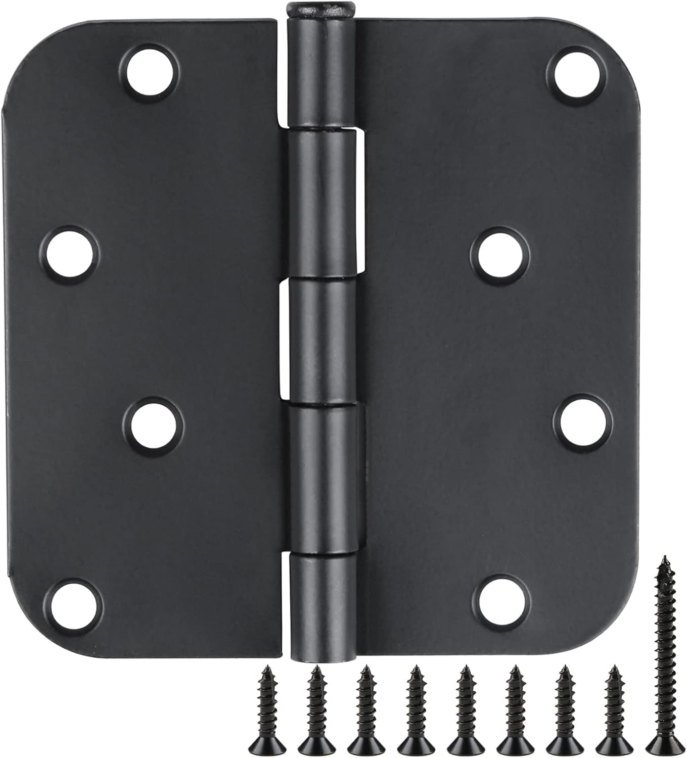 4 in x 4" Black Door Hinges 12 Pack Matte Black Door Hinges 4 Inch Exterior Interior Door Hinge for Doors,Standard,Stall,Back,Heavy Duty Hollow Core,Front Door Hardware Black 5/8" Radius Round Hinge