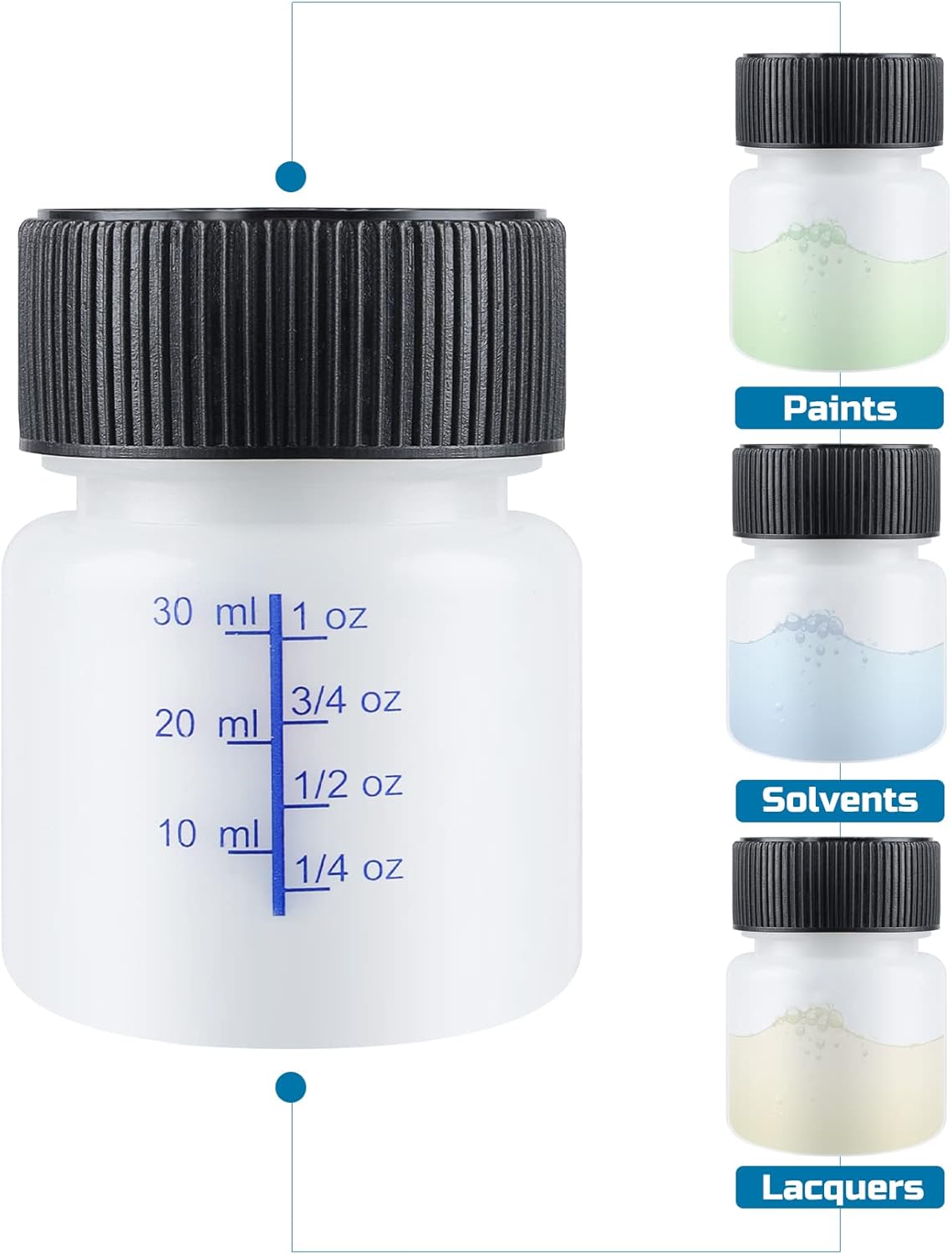 Lichamp Touch Up Paint Container, 25pc 1 oz and 25pc 2 oz Paint Touch Up Bottles with Brush, 1 Ounce (30ml) and 2 Ounce (60ml) A350TP