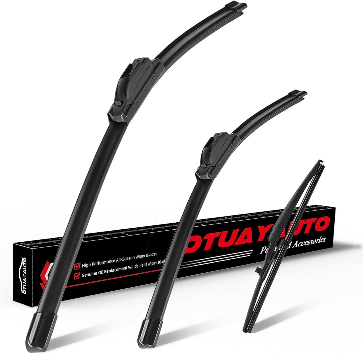 OTUAYAUTO Premium Windshield Wiper Blades - Replacement for Toyota 4Runner 2010-2022 - Precision Fit, All-Weather Performance, Front and Rear Wiper Blades, U Hook - 24"+20"+12" (Pack of 3)