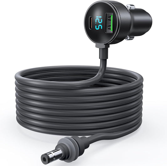 3-in-1 Starlink Mini Cable, Car Charger with Digital Display | 40W USB-C PD & 35W USB-A Ports | All-Weather Shielded Cable for RV, Truck, Boat (12V-48V) (9.8ft)