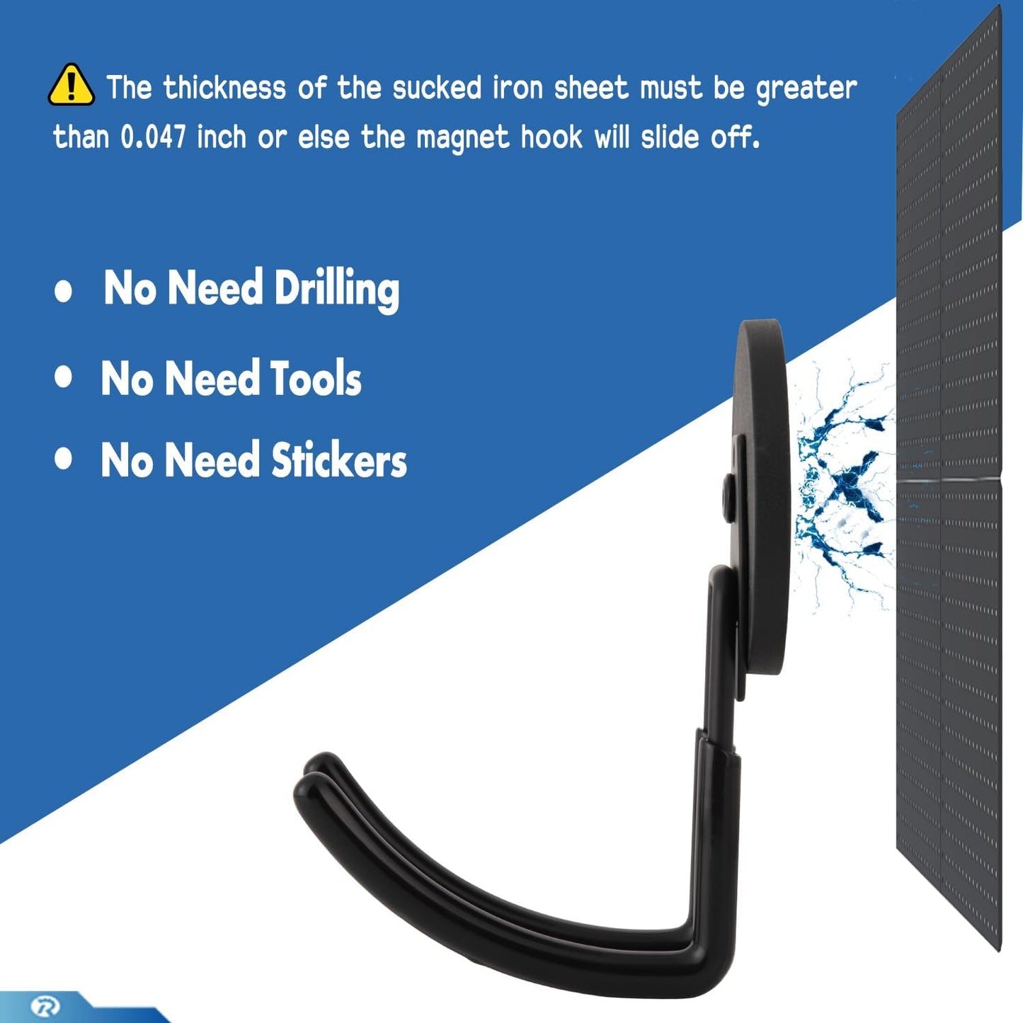 2 Pcs Magnetic Hook Heavy Duty, Strong Magnet Hooks for Garage Tools Hose Rope Electric Drill (Large)