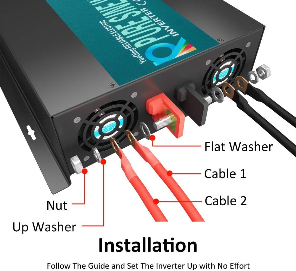 WZRELB Home Power Supply Off Grid Pure Sine Wave 12Vdc to 120Vac 60Hz 4000W Power inverter Off Grid Application Power Converter, (RBP400012B1)