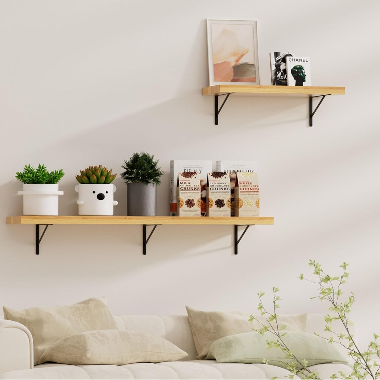 4 Pack L18 x H 12" Black Heavy Duty Shelf Brackets with Screws Metal Shelf Brackets Shelf Support Angle Brackets for Shelves L Brackets Heavy Duty Floating Shelf