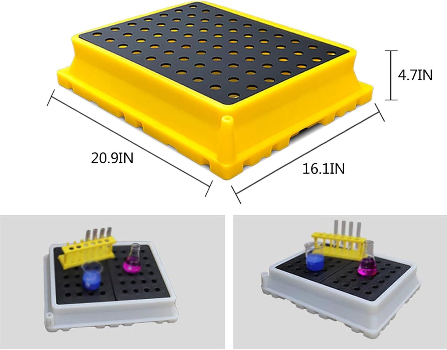 2 Drum Containment Spill Pallet, Polyethylene Low Profile Paint Bucket Tray, Industrial Garage Storage Detachable Shipping Leakproof Platform (Color : Yellow-5 Pack, Size : 20.9"x16.1"x4.7"