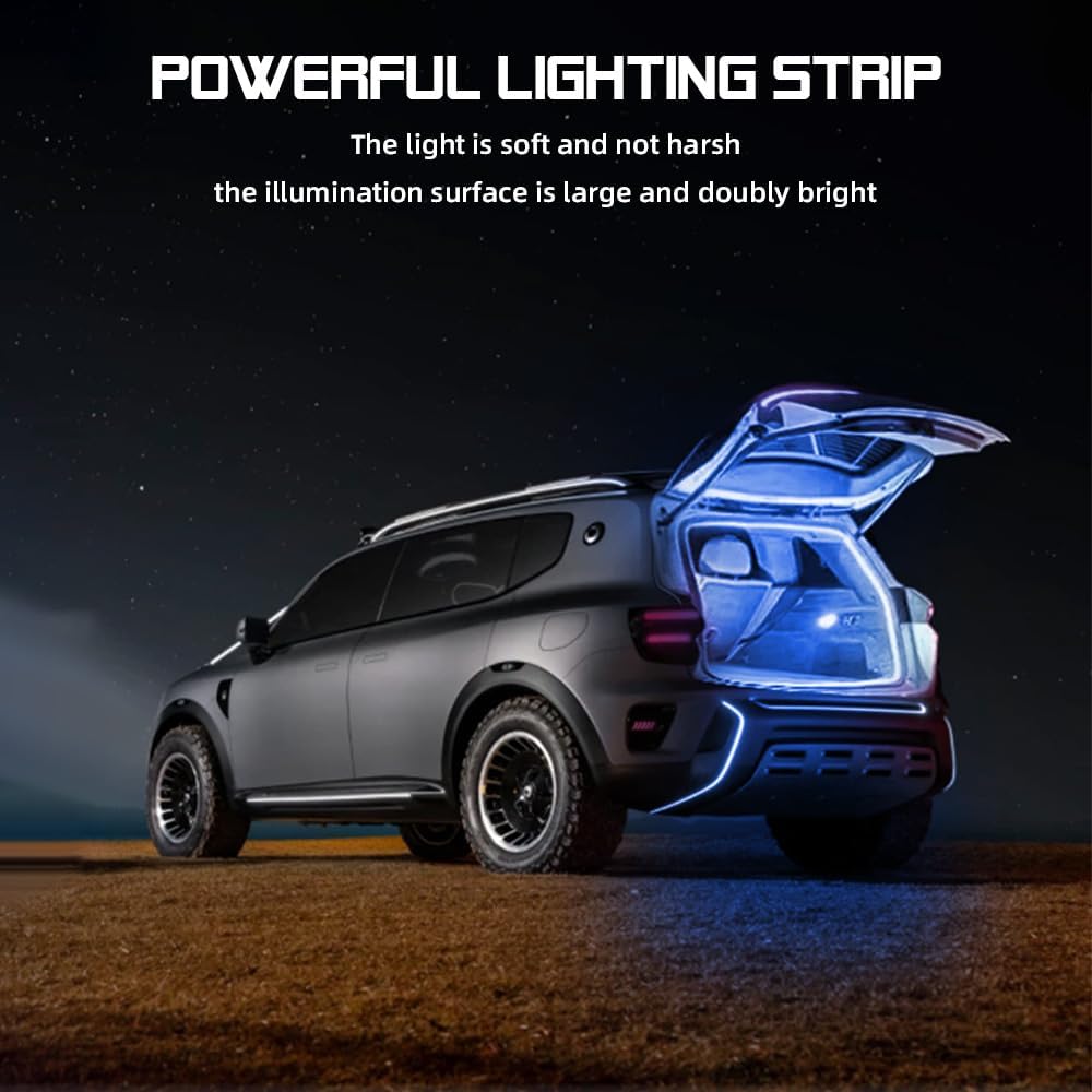 Car LED Strip Light For Trunk, 158Inch IP67 Silicone Waterproof Neon Light Strip Embedded, Flexible Cutting Universal Auto Interior Lights(Blue)