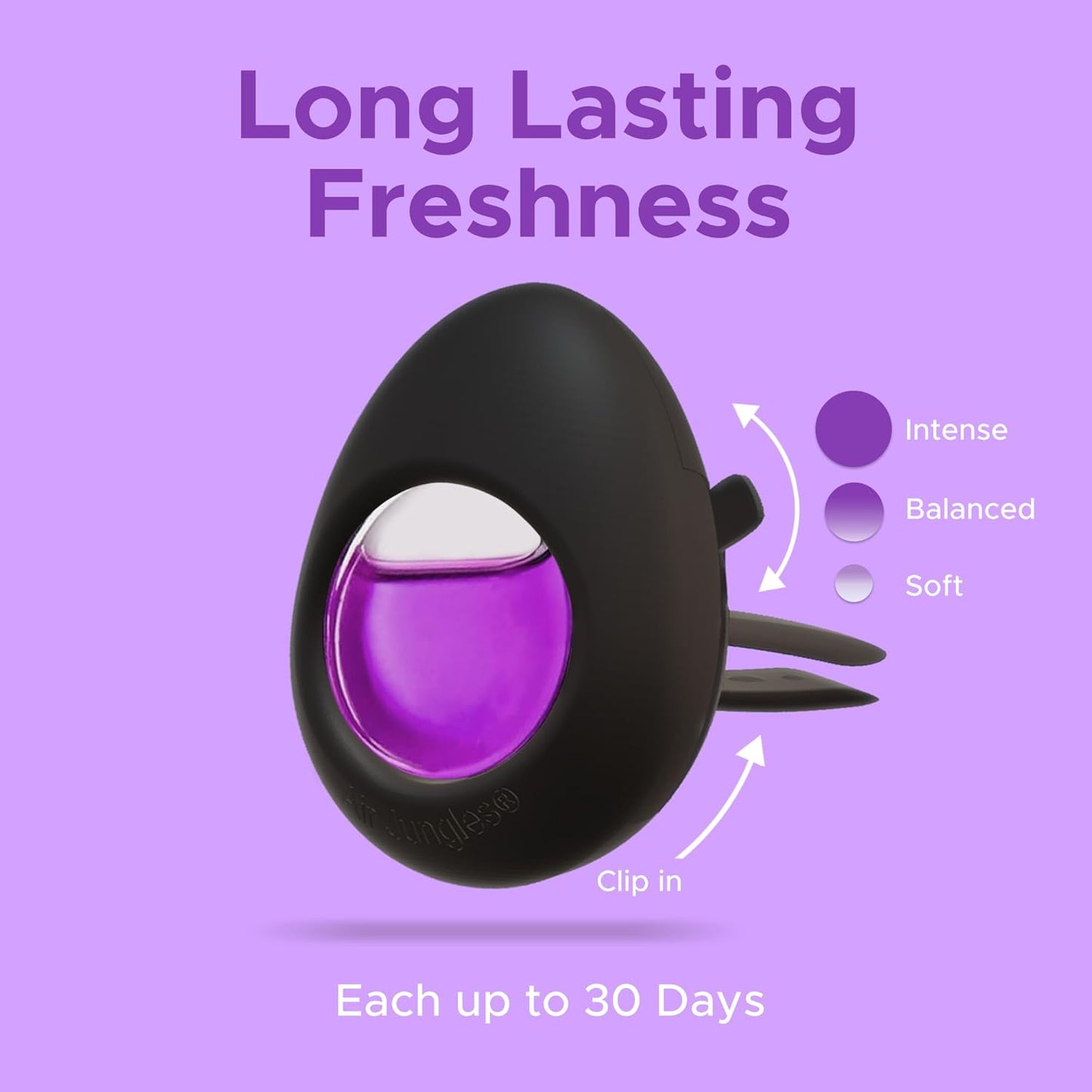 Air Jungles Car Air Freshener Vent Clip 3 Count, Lavender Scent, 4 ml Each, Long-Lasting Car Odor Eliminator, Easy Clip-On Design, Up to 90 Days Freshness for Cars, Trucks, and SUVs