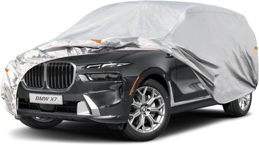Kayme 6 Layers SUV Car Cover Custom Fit for BMW X7（2018-2025） Waterproof All Weather for Automobiles, Outdoor Full Cover Rain Sun UV Protection.Silver