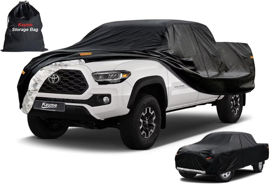 Kayme Truck Cover Custom Fit Toyota Tacoma(1995-2012) Xtra/Extended Cab Short Bed. Full Exterior Heavy Duty Outdoor Pickup Truck Car Cover Waterproof All Weather.Car Tarp for Wind Sun Dust Protection.