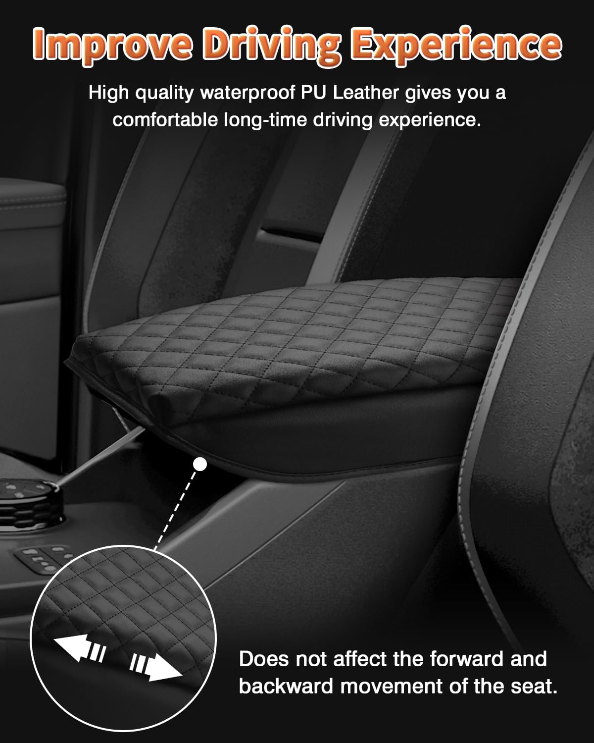 Shademax Center Console Cover for Ford Ranger 2024 2025 2026 Accessories, Ranger Armrest Cover Cushion Pad Middle Console Cover Armrest Seat Box Protector PU Leather Anti-Scratch Black