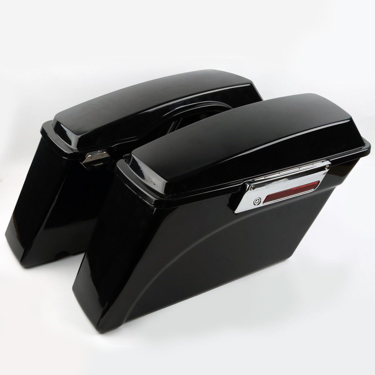 XFMT Gloss Black Hard Saddle bags Trunk w/Lid Latch & Key+Saddlebag Conversion Brackets Mounts For Harley Davidson Softail 1994-2013