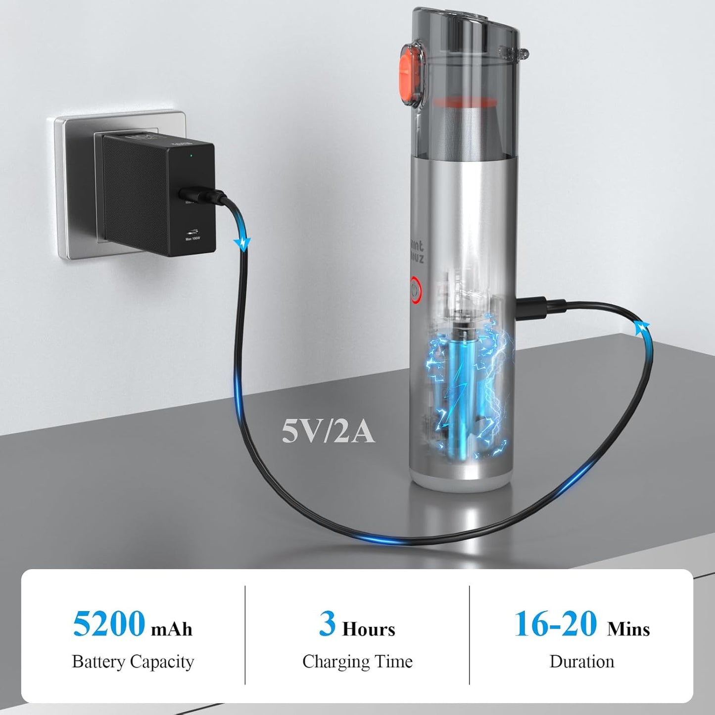 Minthouz Car Vacuum Portable Cordless, 3-in-1 Mini Handheld Vacuum, Strong Suction Combining Vacuuming, Blowing, and Pumping, HEPA Filters, Lightweight for Car, Home, Office Desk, Keyboards