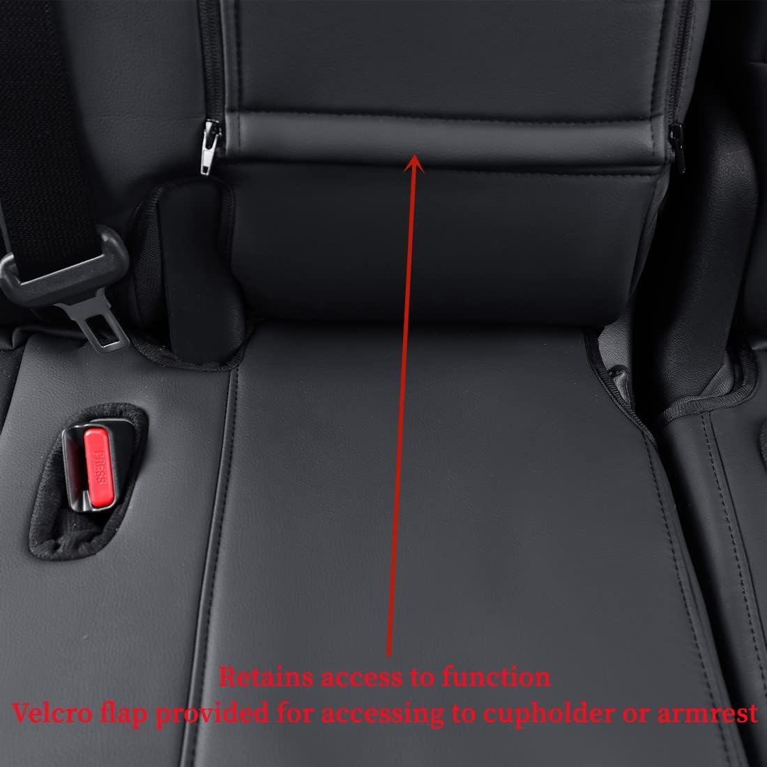 coverdream Custom Fit Camry Car Seat Covers for 2025 Toyota Camry XLE,XSE,Full Coverage Waterproof Leather Seat Protector(Full Set,Black/Red)