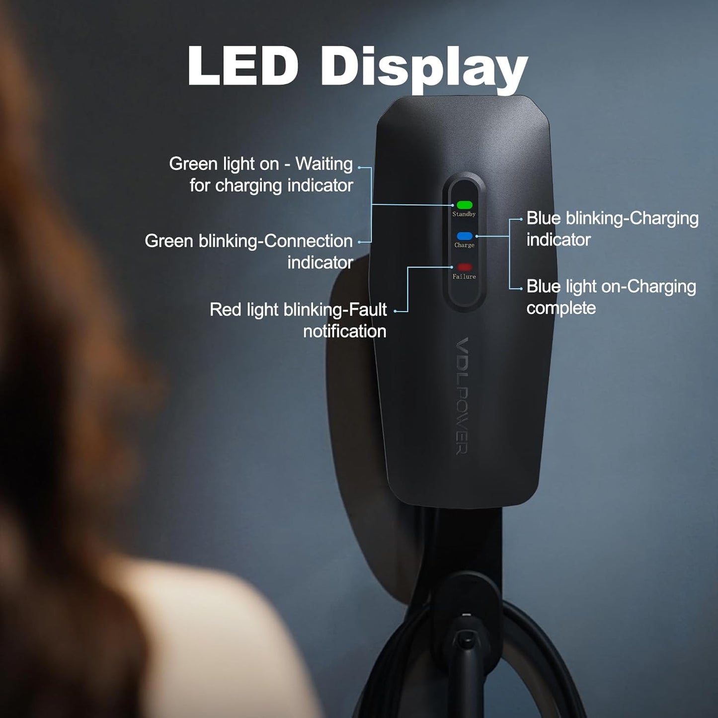Level 2 EV Charger for Tesla 32Amp, 7KW Electric Vehicle Portable Charger with 20FT Cable, Home EV Charging Station for Tesla, 240V NEMA 14-50 Plug
