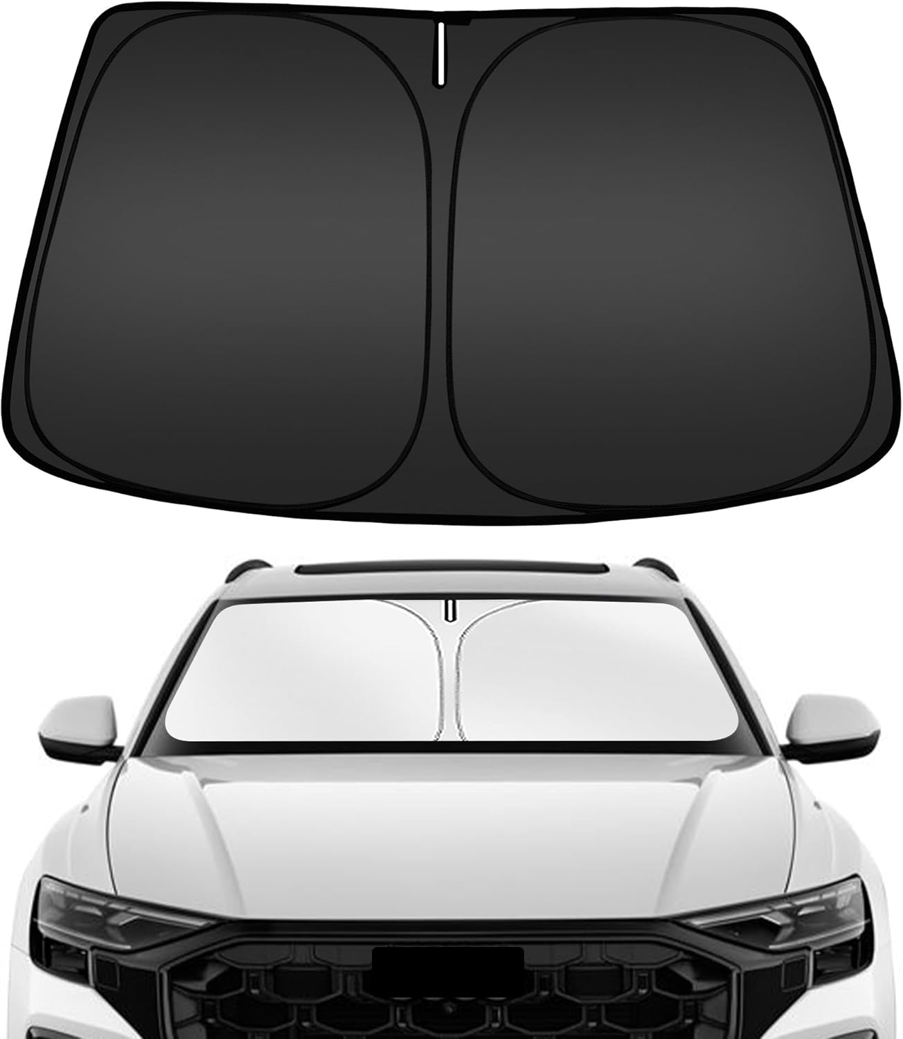 ARISMOTOR Windshield Sun Shade for Audi Q8 2019-2025, Custom Fit Foldable Front Window Sunshade Sun Visor Protector, Block UV Rays Keep Your Car Cooler