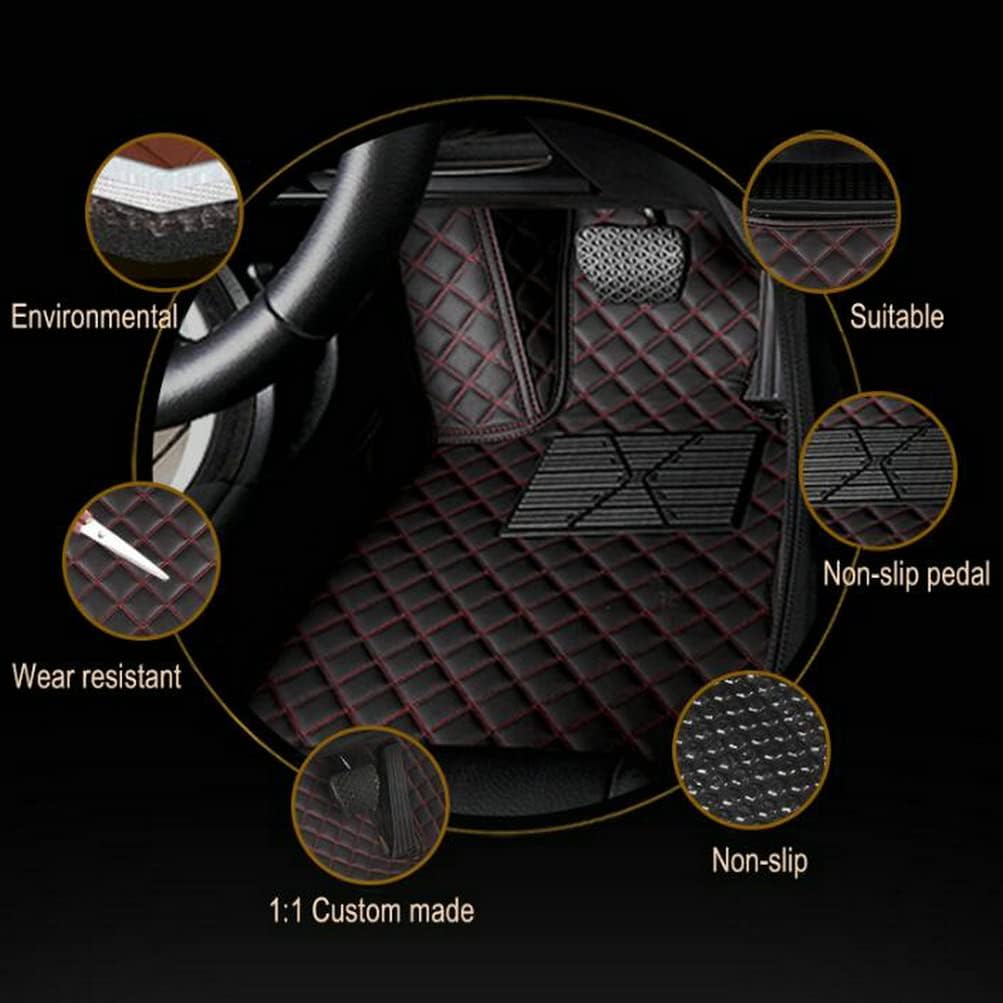 TAHALICustom Colors Car Floor Mats Black Pink for 99.9% Sedan SUV Sports， All-Weather Liners Car Floor mat，Luxury Leather Automotive Floor Mats (Black White mats,3D Floor Mats)