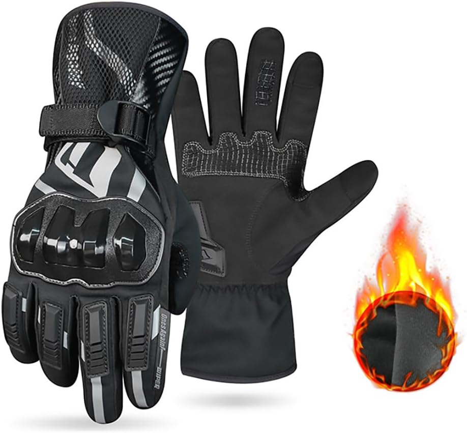 Motorcycle Gloves, Waterproof, Touch Screen, Men's Winter Gloves, ATV, UTV, Snowmobile, Skiing, Riding