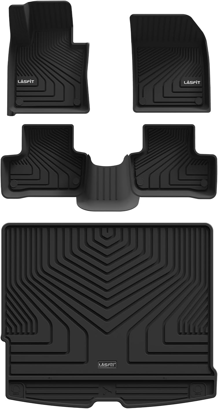LASFIT Floor Mats & Cargo Mat for Volvo XC60 (2018-2026),XC60 All Weather Floor Liner TPE Custom Fit 1st & 2nd Row Car Mats and Floor Mats for XC60 Automotive Accessories(Not Fit PHEV (T8 Models))