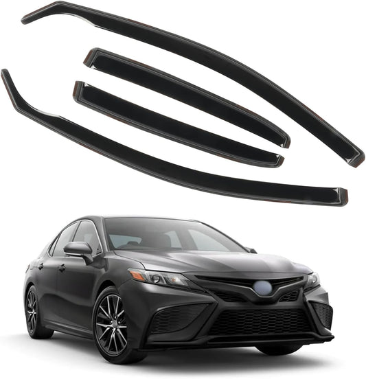 in-Channel Rain Guards for Toyota Camry 2018 2019 2020 2021 2022 2023 2024, Extra Durable Side Window Visors Deflectors, Smoke Tinted Vent Visors Shade Shield for Car Window