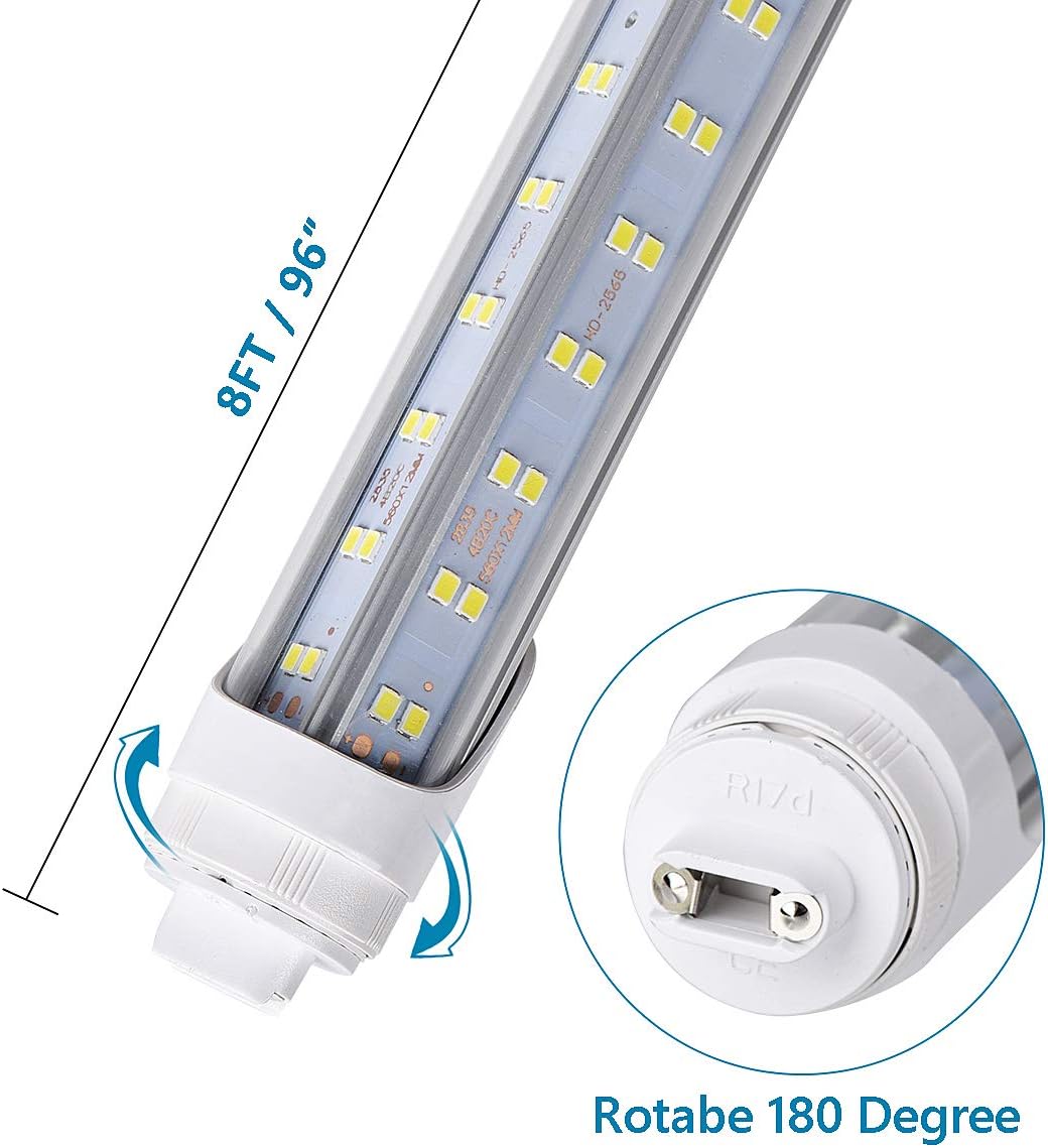 4 Pack, 120W 8ft R17D LED Tube Light, F96t12 HO 8 Foot Bulbs, 96'' Shop Light to Replace T8 T12 Fluorescent Bulbs, 100-277V Input, 19800LM, Cold White 6000K, Clear Lens