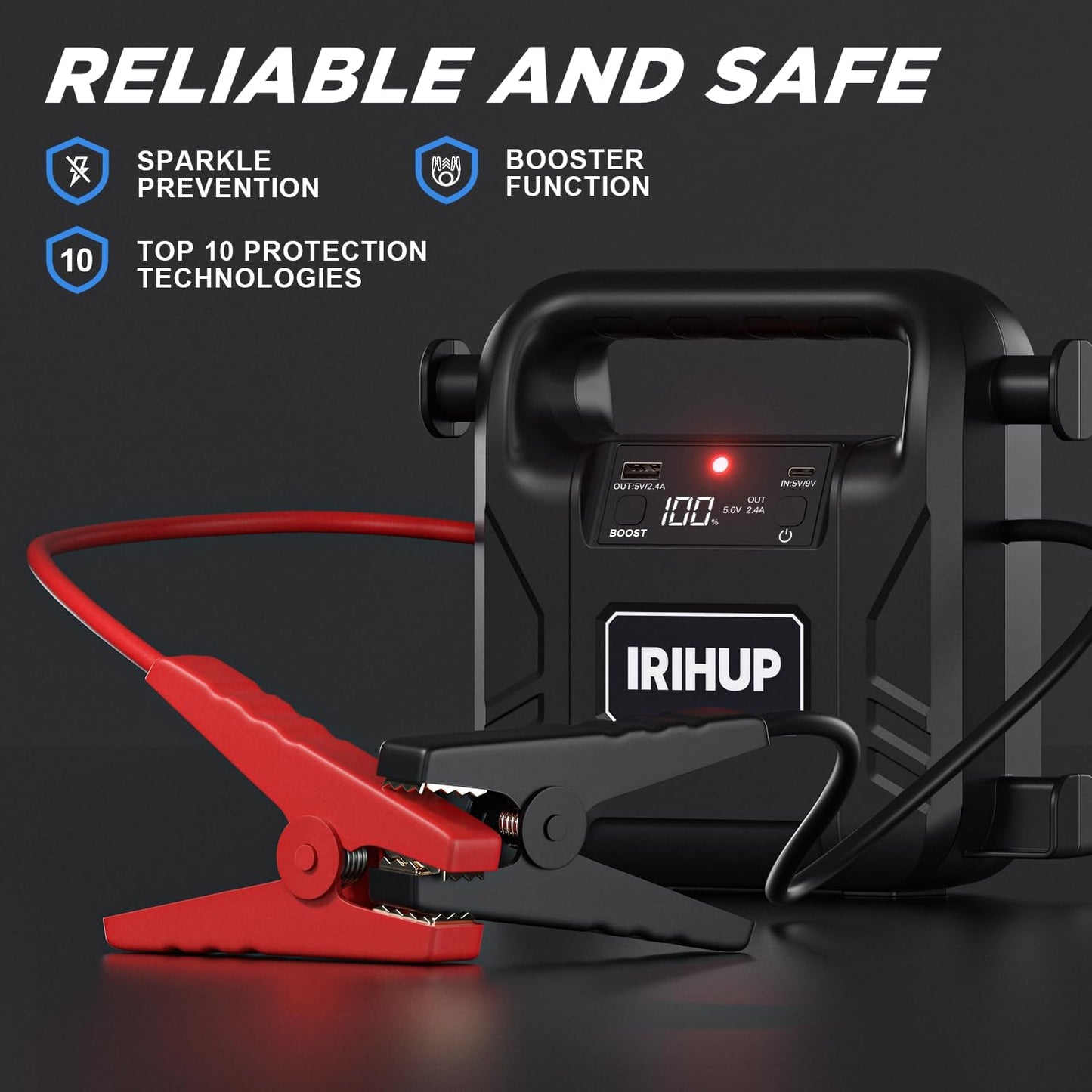 Car Battery Jump Starter 4000A, Car Jump Starter Jump Box(Up to All Gas or 10L Diesel Engine),12V Jump Starter Battery Pack Portable Smart Jumper Cables, Lithium Jumpstarter with LED Light