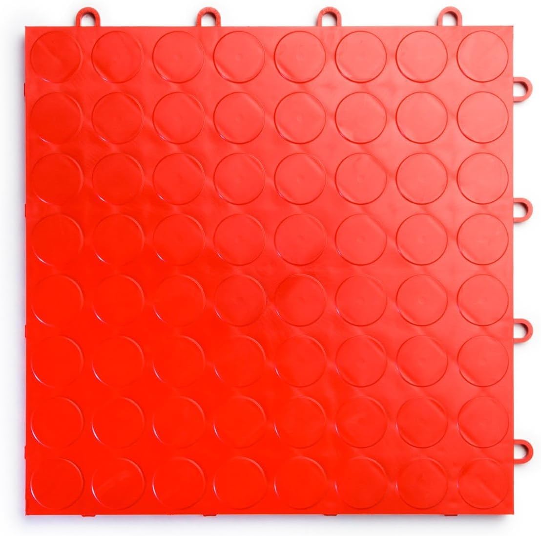 Big Floors RaceDeck CircleTrac, Interlocking Non-Slip Garage Flooring Tile, Durable, Modular, Heavy-Duty Copolymer, Easy Install (Red, 12 Pack of 12 x 12" Tiles)