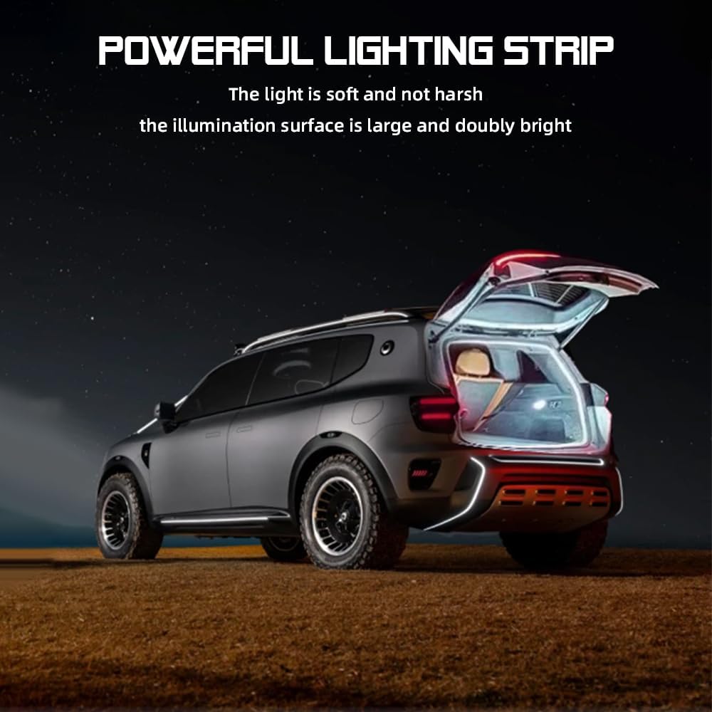 Car LED Strip Light For Trunk, 158Inch IP67 Silicone Waterproof Neon Light Strip Embedded, Flexible Cutting Universal Auto Interior Lights(White)