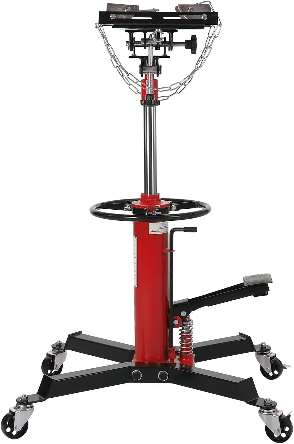 Transmission Jack 1100 LBS Hydraulic Telescoping 2-Stage Lift Jack Stand 33.8"-72.8" High Lift Transmission Jacks with Foot Pedal & 360° Swivel Wheels for for Garage/Workshop Car and Truck Repairs